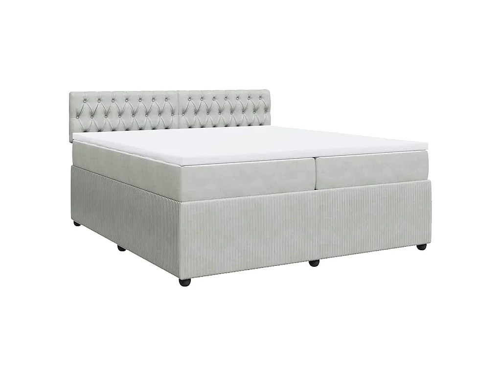Cama com molas/colchão 200x200 cm veludo cinzento-claro