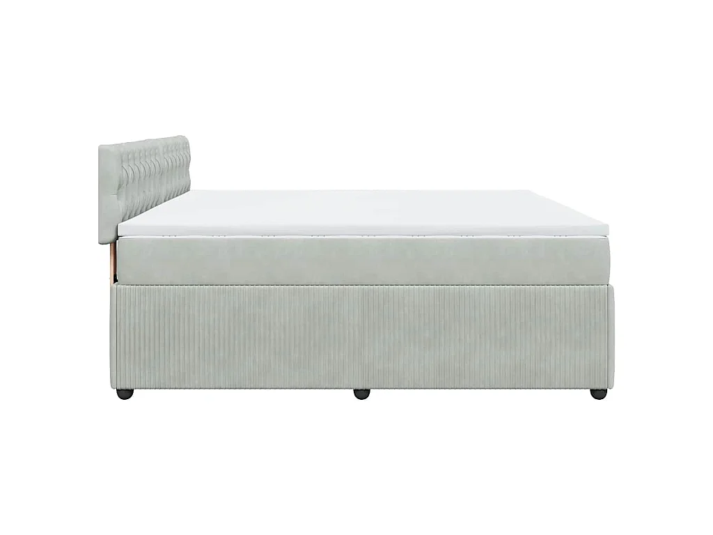 Cama com molas/colchão 200x200 cm veludo cinzento-claro