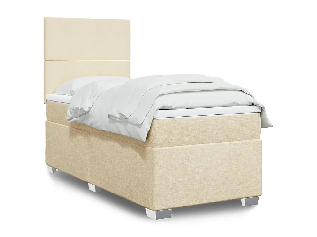 Boxspringbett mit Matratze Creme 100x200 cm Stoff