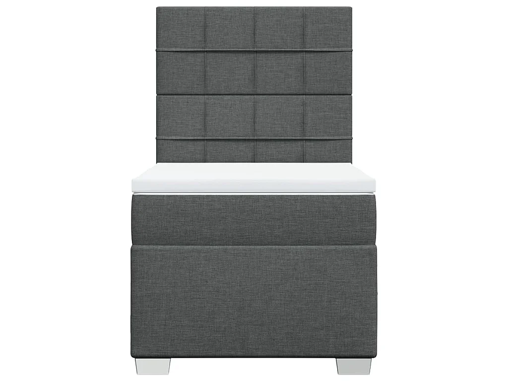 Cama box spring con colchón tela gris oscuro 80x200 cm