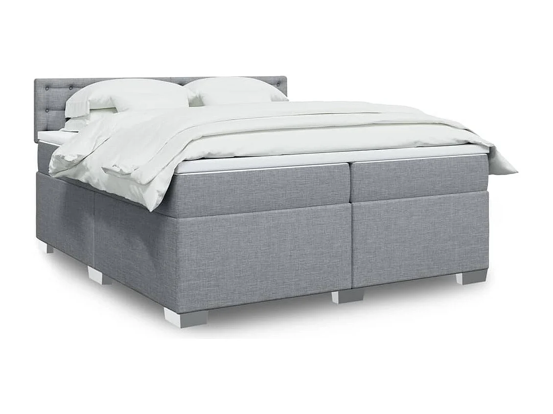 Cama box spring con colchón tela gris claro 200x200 cm