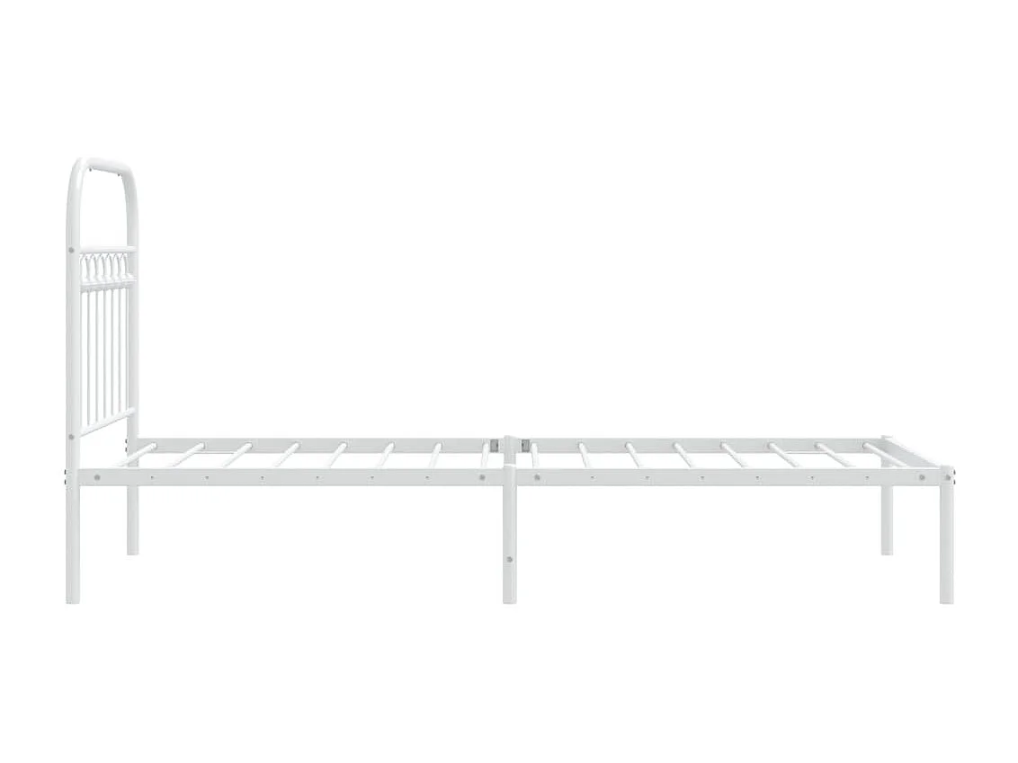 Cadre de lit métal sans matelas avec tête de lit blanc 75x190cm
