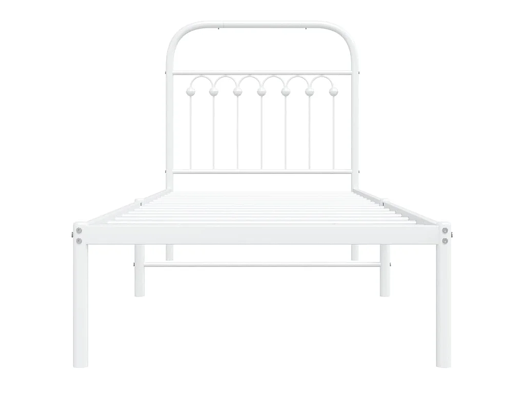Bedframe met hoofdbord zonder matras metaal wit 75x190 cm