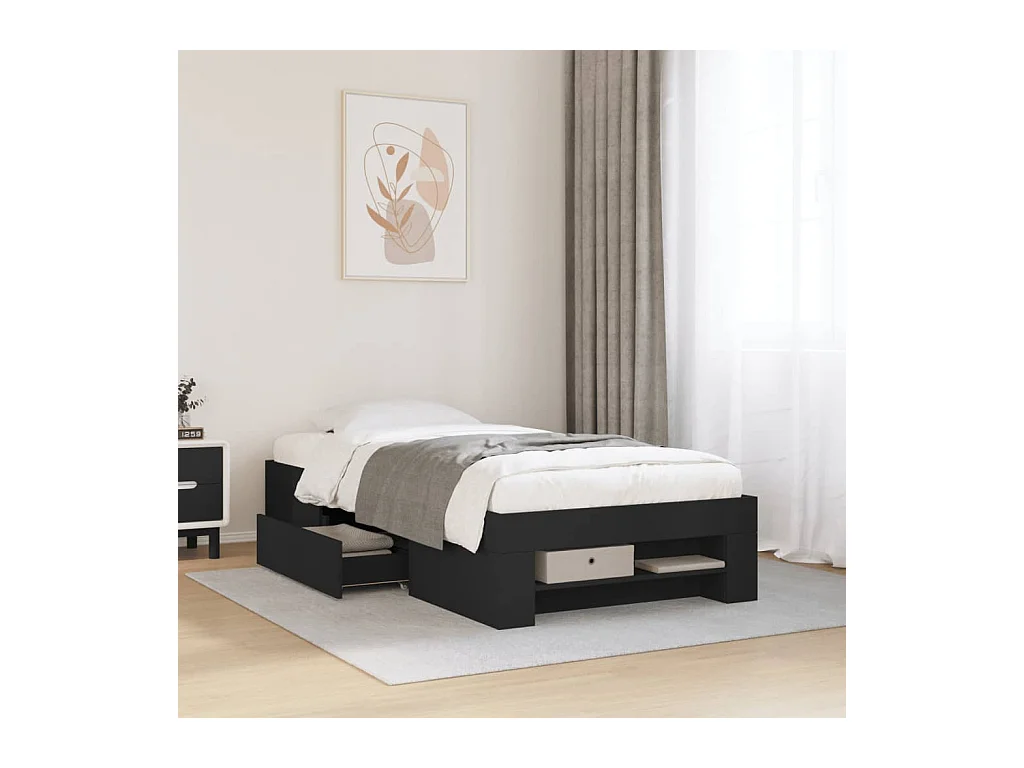 Bettgestell Schwarz 75x190 cm Holzwerkstoff