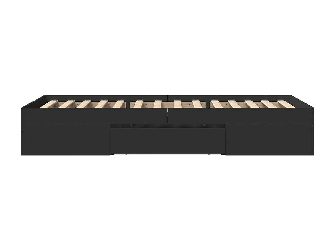 Cadre de lit sans matelas noir 75x190 cm bois ingénierie