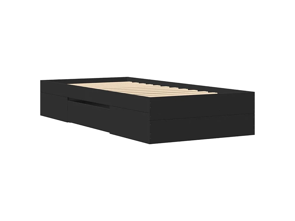 Cadre de lit sans matelas noir 75x190 cm bois ingénierie