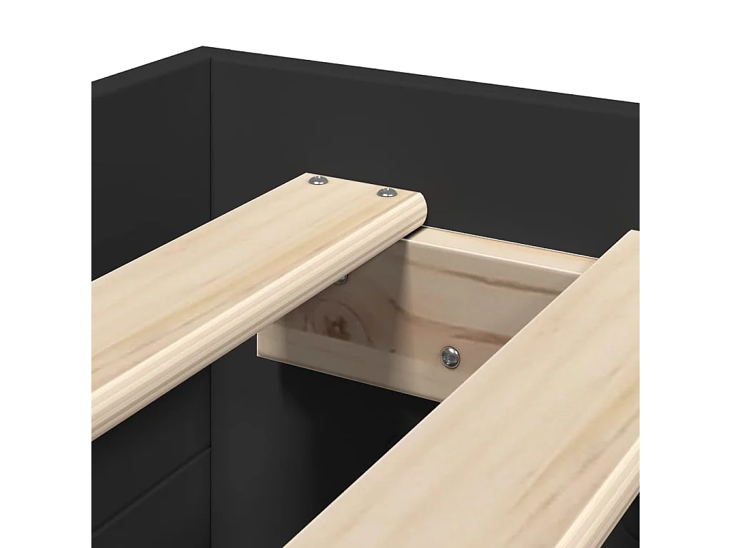Cadre de lit sans matelas noir 75x190 cm bois ingénierie
