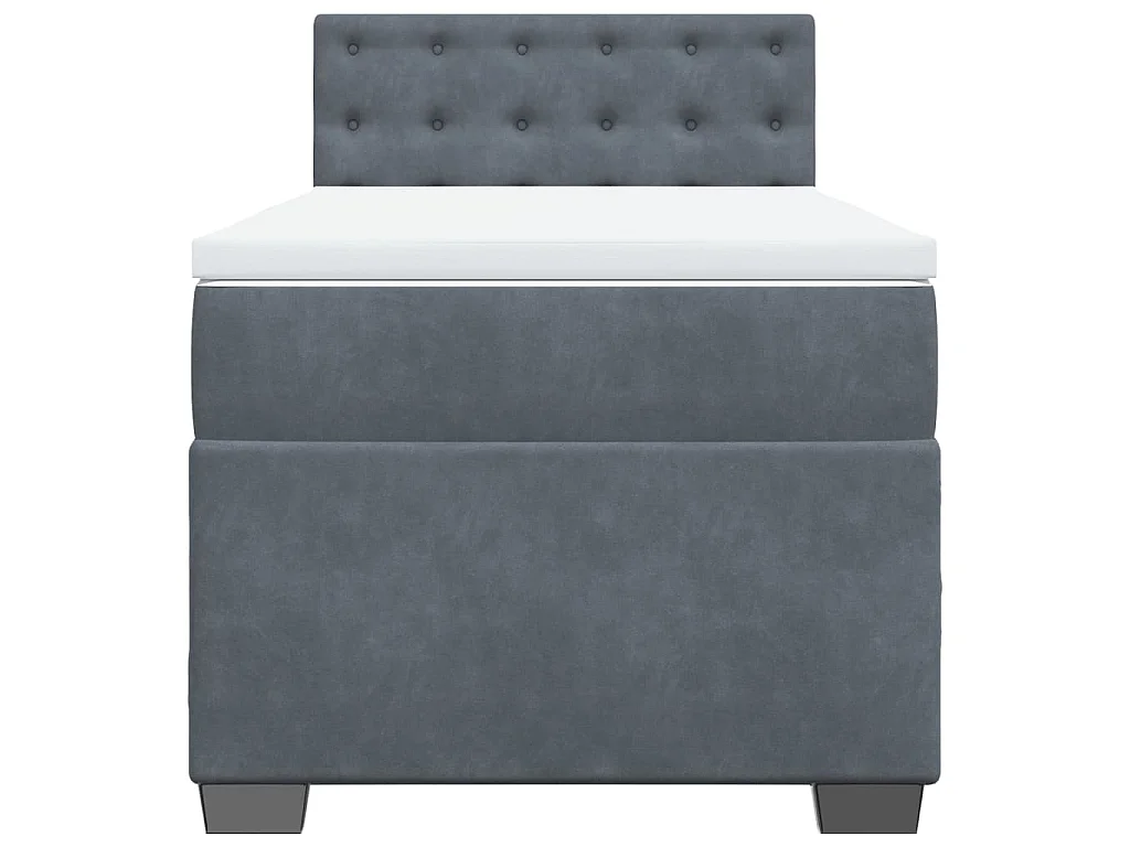 Cama box spring con colchón terciopelo gris oscuro 90x190 cm
