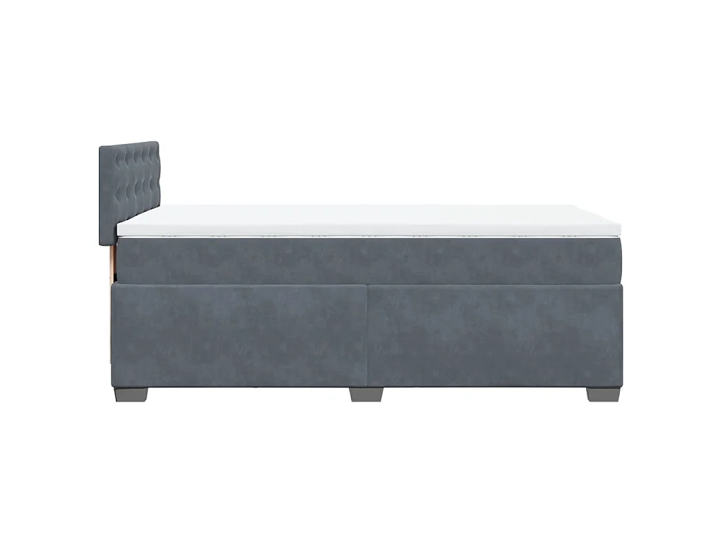 Cama box spring con colchón terciopelo gris oscuro 90x190 cm