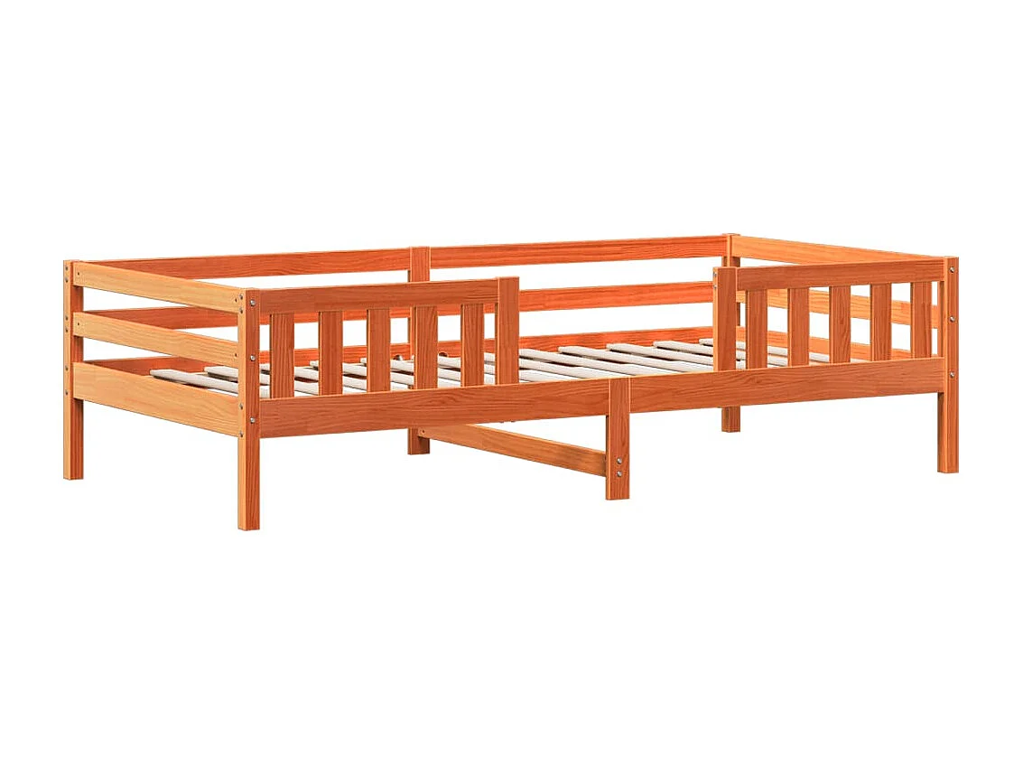 Cadre de lit avec toit sans matelas cire marron 90x190 cm