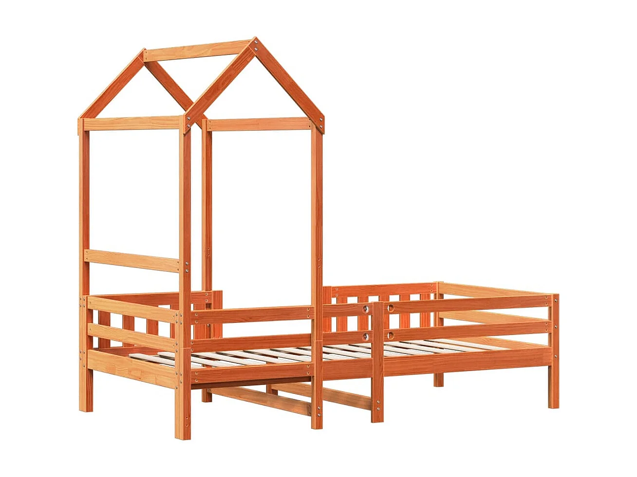 Cadre de lit avec toit sans matelas cire marron 90x190 cm