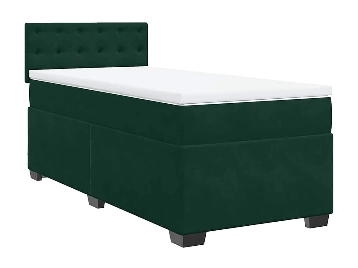 Boxspring met matras fluweel donkergroen 90x190 cm