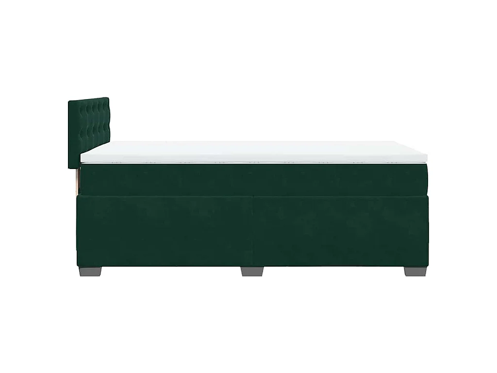 Cama box spring con colchón terciopelo verde oscuro 90x190 cm