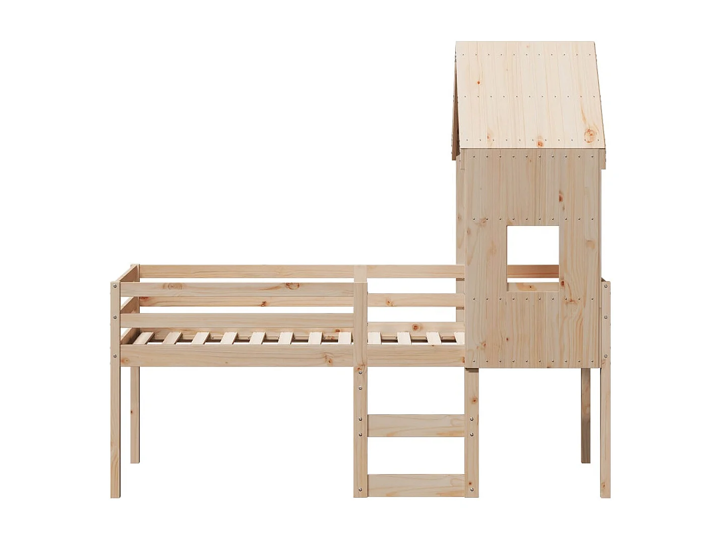 Hoogslaper met bedhuis massief grenenhout 80x200 cm