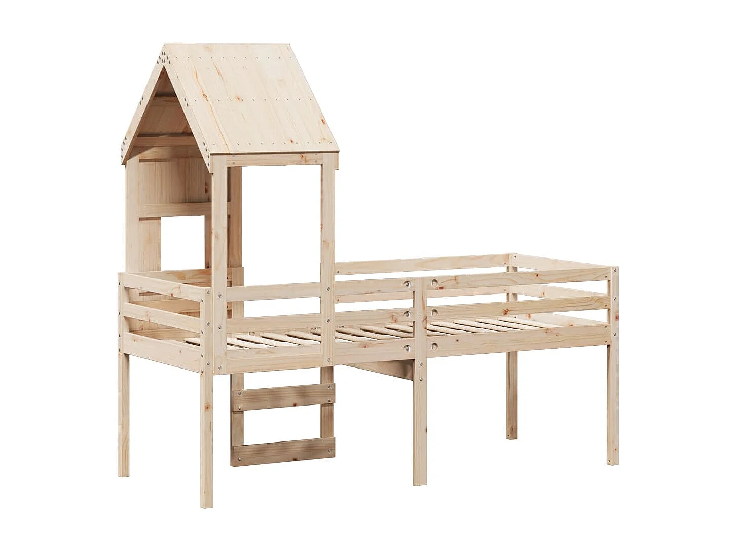 Hoogslaper met bedhuis massief grenenhout 80x200 cm