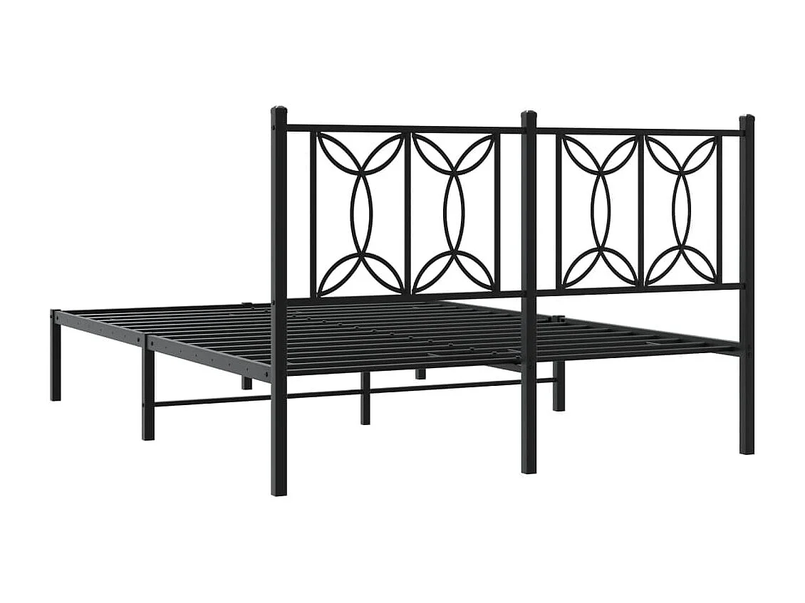 Cadre de lit métal sans matelas avec tête de lit noir 140x200cm