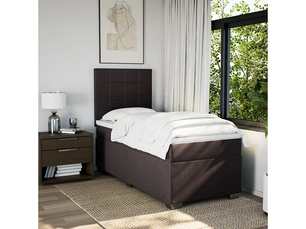 Boxspring met matras stof donkerbruin 100x200 cm