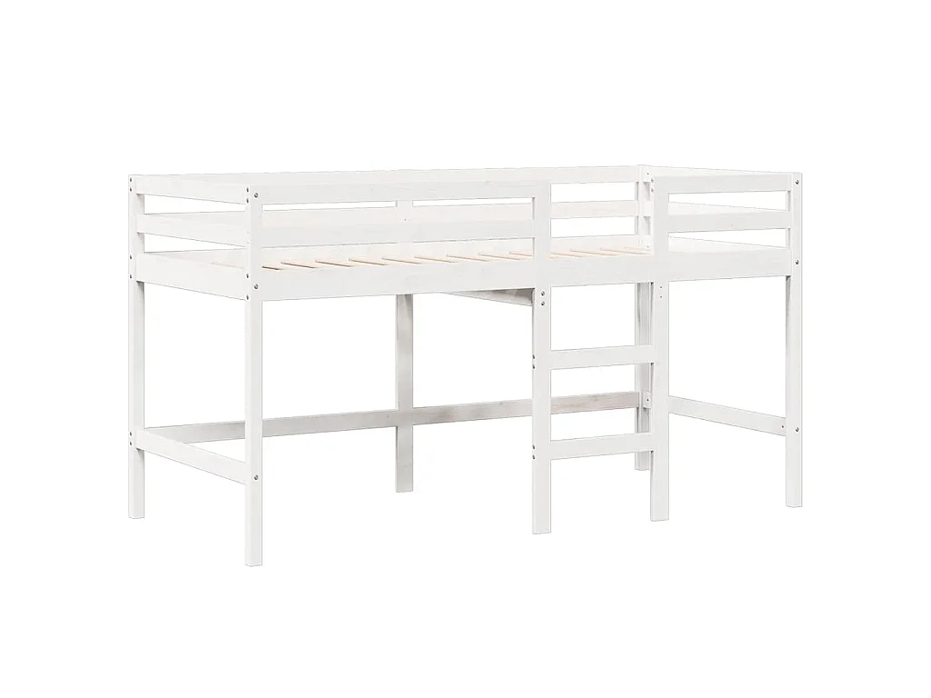 Letto a Soppalco con Tetto Bianco 80x200 cm in Legno di Pino