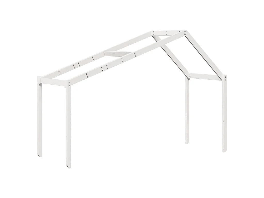 Letto a Soppalco con Tetto Bianco 80x200 cm in Legno di Pino