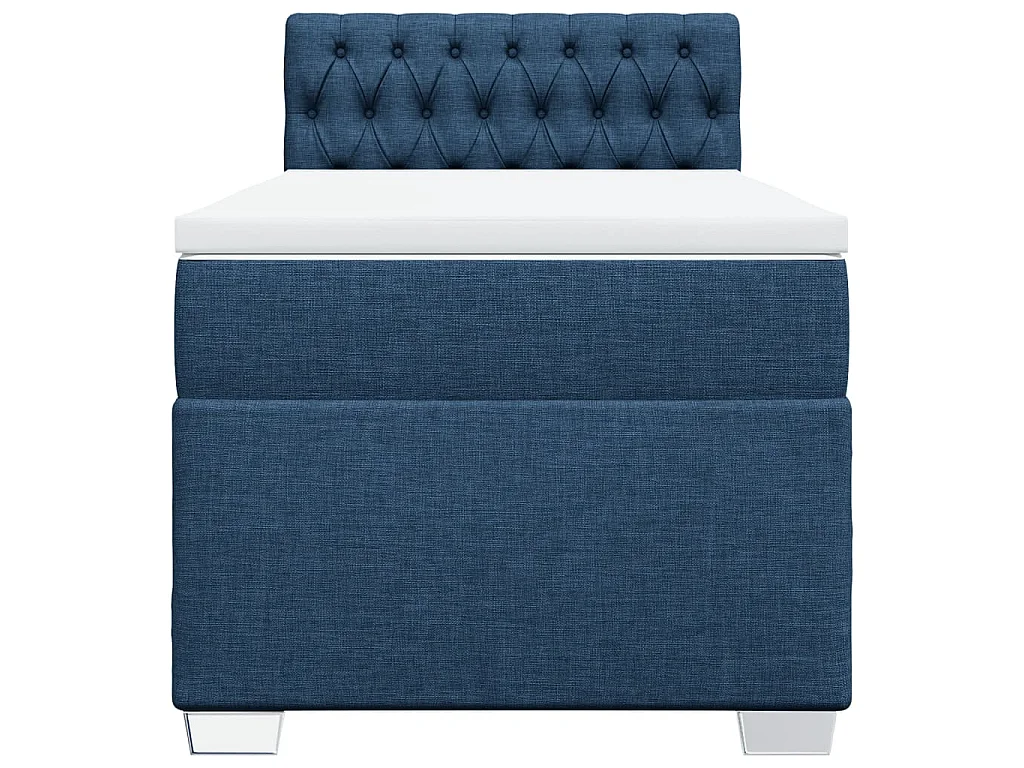 Cama box spring con colchón tela azul 80x200 cm