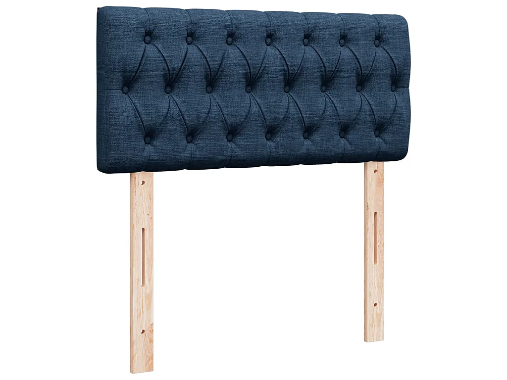 Cama box spring con colchón tela azul 80x200 cm