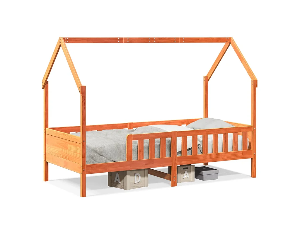 Cadre de lit d'enfants forme de maison sans matelas pin