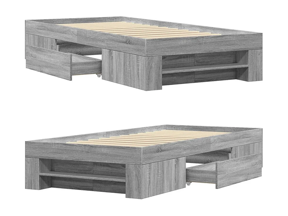Bedframe bewerkt hout grijs sonoma eikenkleurig 100x200 cm