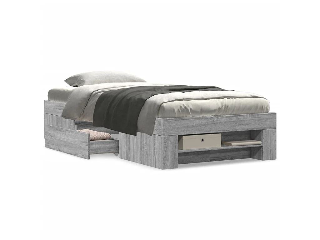 Cadre de lit sans matelas sonoma gris 100x200 cm