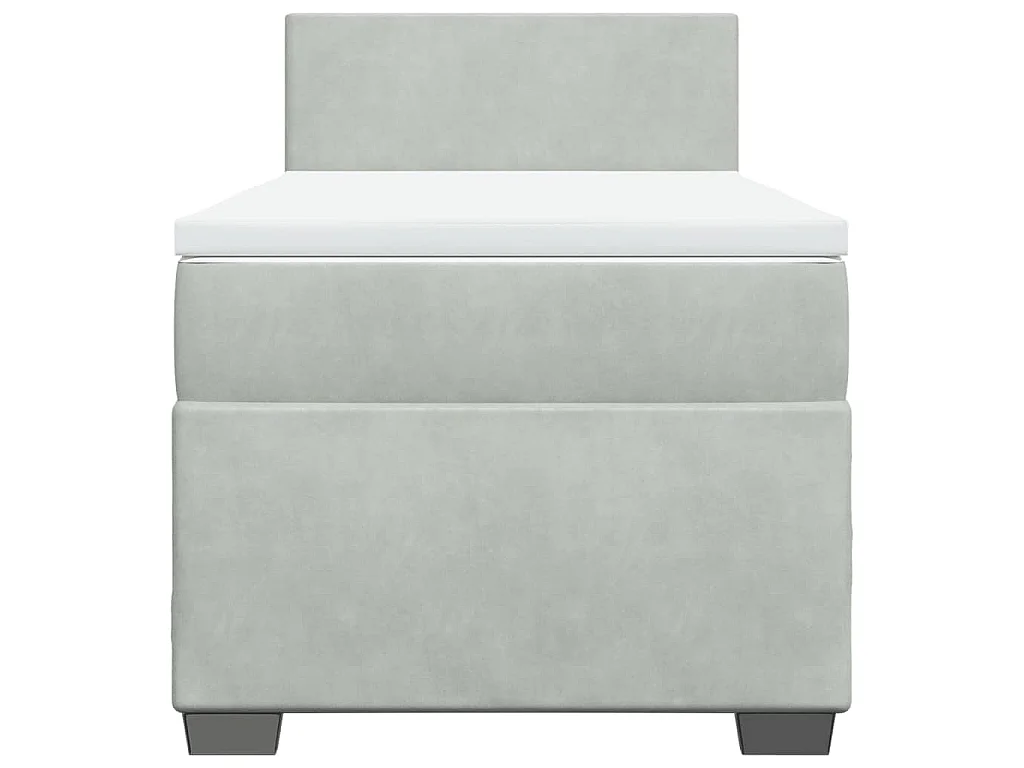 Giroletto a Molle con Materasso Grigio Chiaro 90x190 cm Velluto