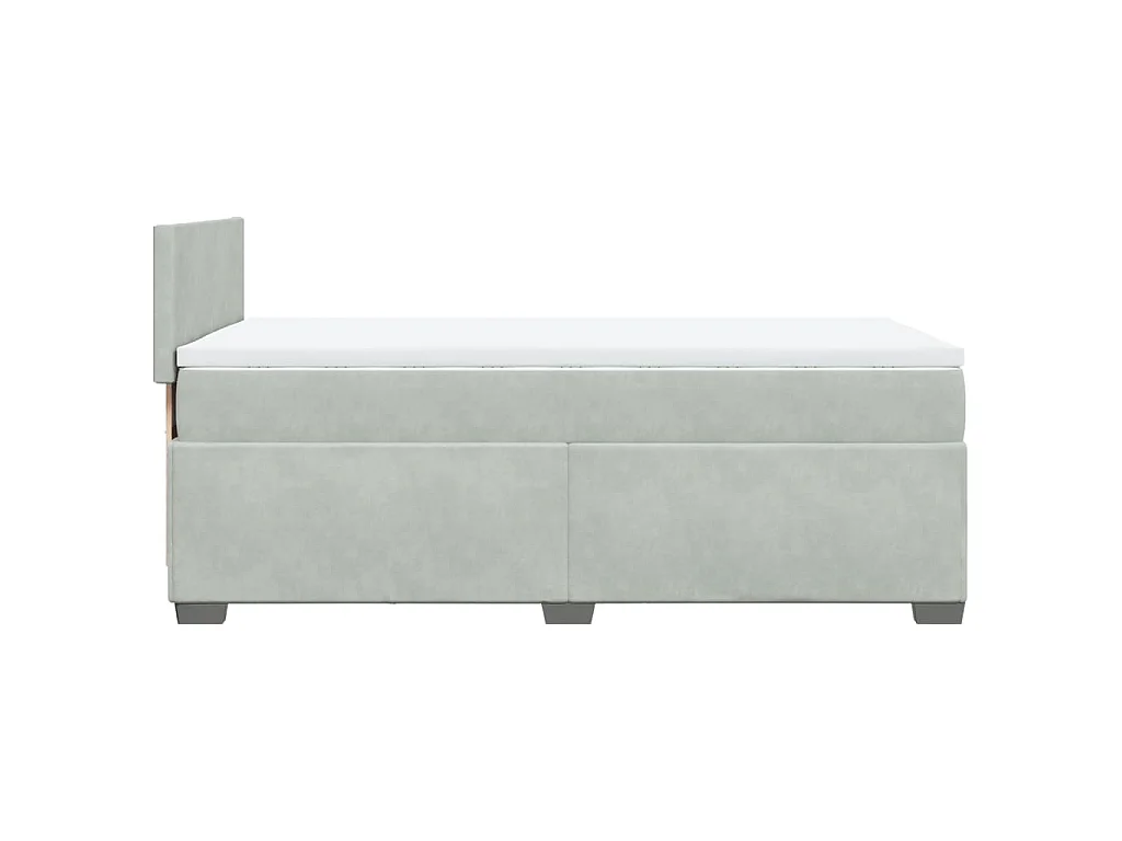 Giroletto a Molle con Materasso Grigio Chiaro 90x190 cm Velluto