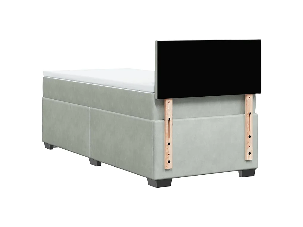 Giroletto a Molle con Materasso Grigio Chiaro 90x190 cm Velluto