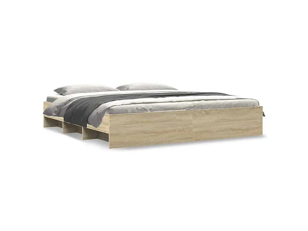 Bedframe zonder matras 200x200cm spaanplaat sonoma eikenkleurig