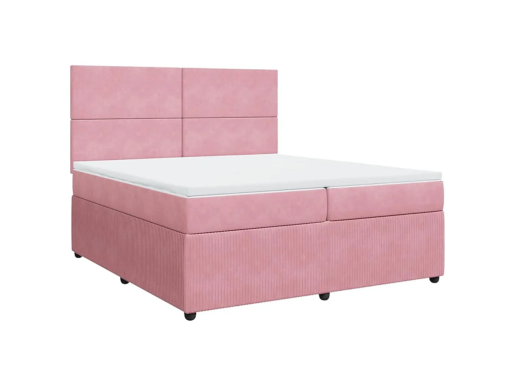 Cama box spring con colchón terciopelo rosa 200x200 cm