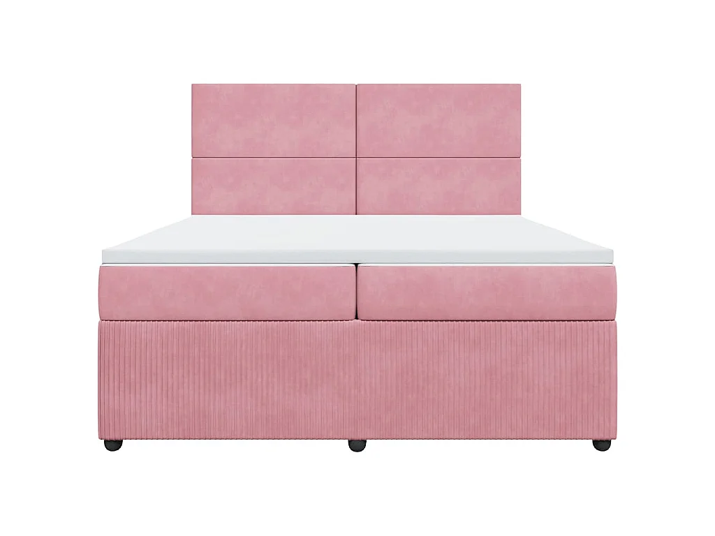 Cama box spring con colchón terciopelo rosa 200x200 cm