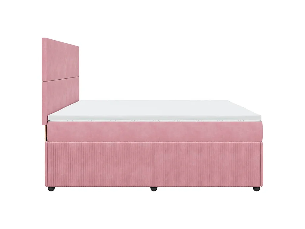 Cama box spring con colchón terciopelo rosa 200x200 cm