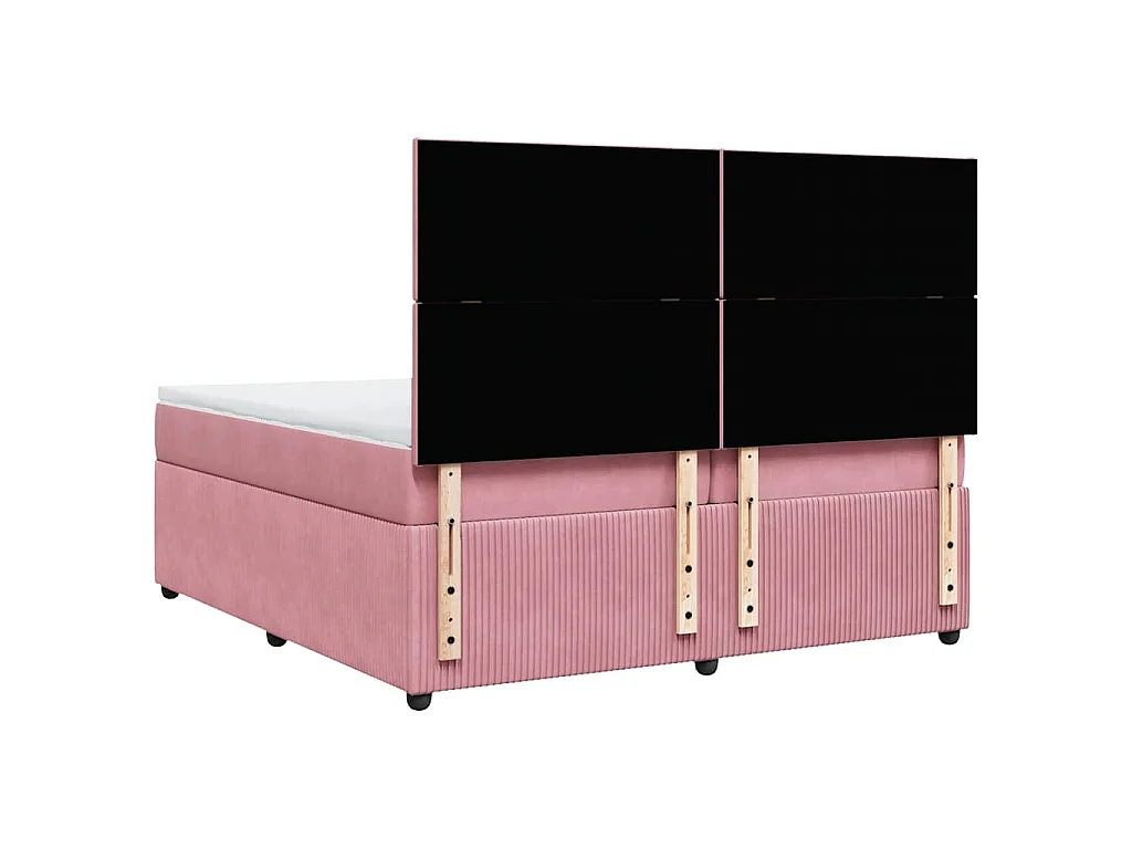 Cama box spring con colchón terciopelo rosa 200x200 cm