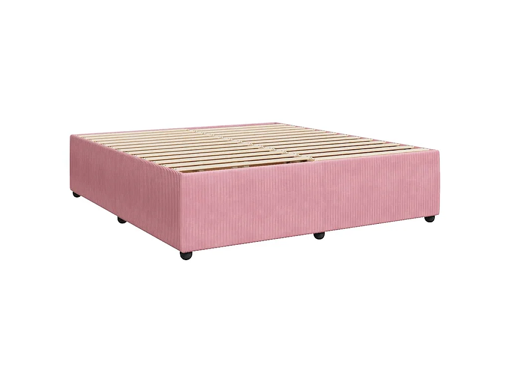 Cama box spring con colchón terciopelo rosa 200x200 cm