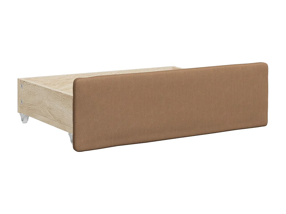 Tagesbett Ausziehbar mit Schubladen Braun 90x200 cm Kunstleder