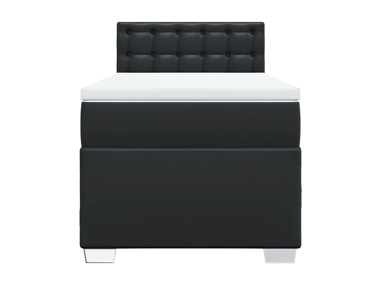 Cama box spring con colchón cuero sintético negro 90x190 cm