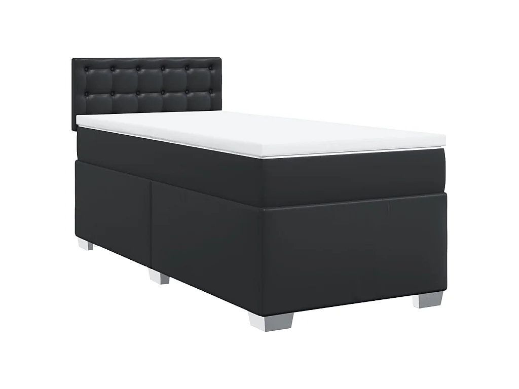 Boxspring met matras kunstleer zwart 90x190 cm