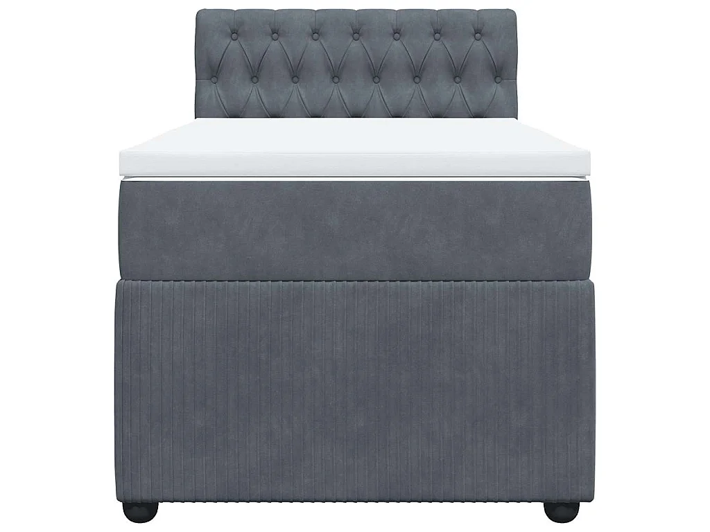 Cama com molas/colchão 90x190 cm veludo cinza-escuro