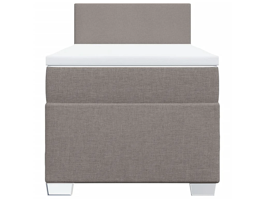 Cama box spring con colchón tela gris taupe 90x190 cm