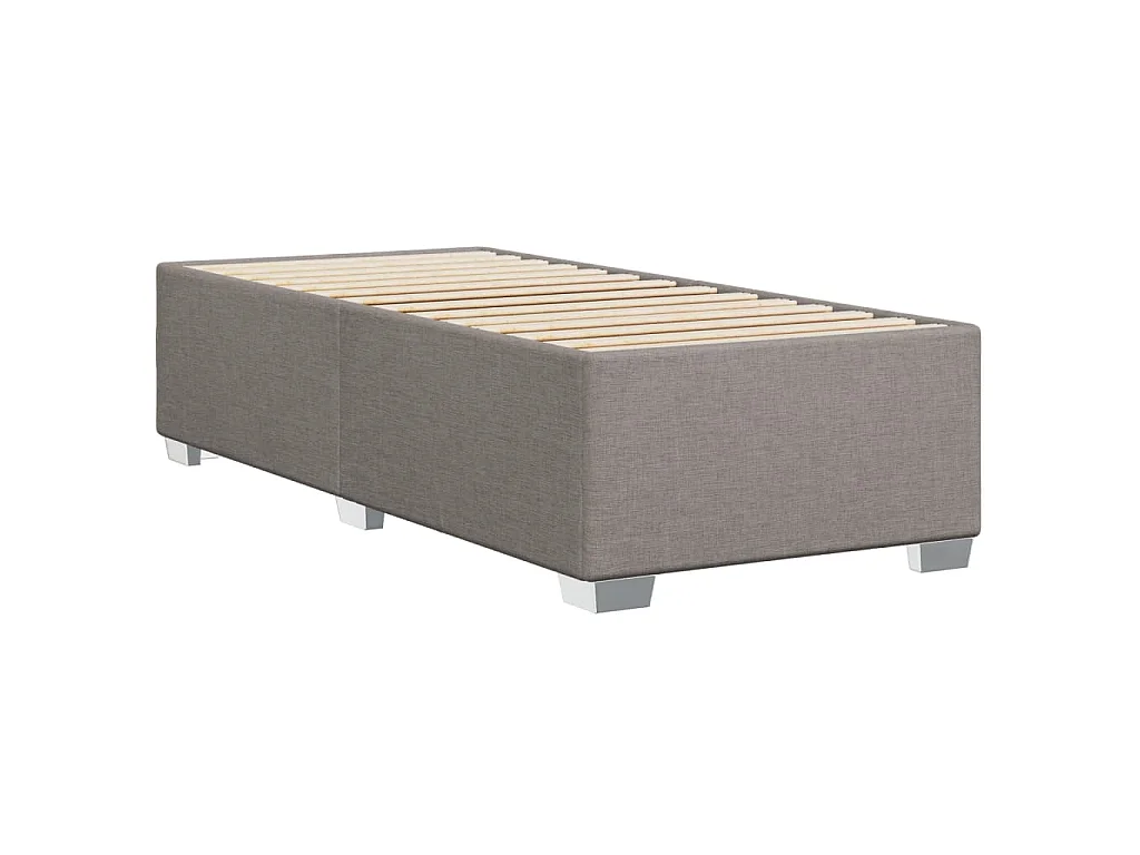 Cama box spring con colchón tela gris taupe 90x190 cm