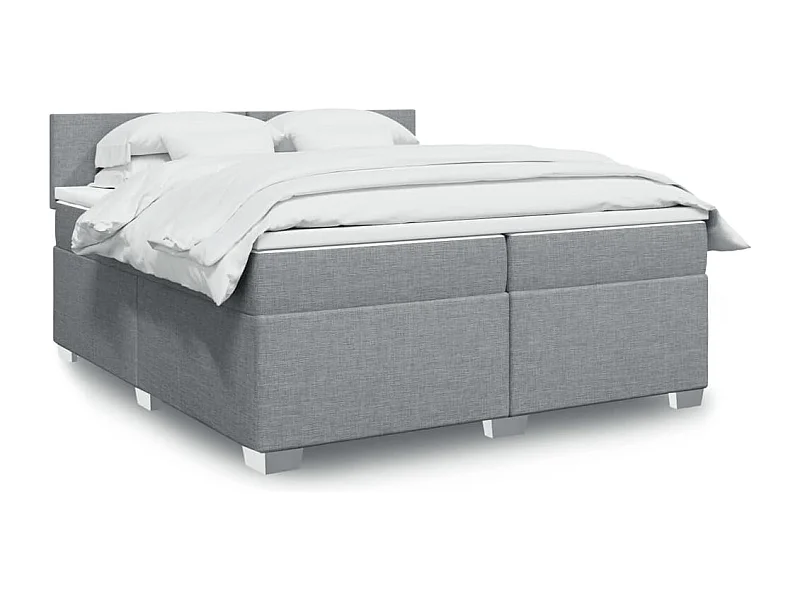 Sommier à lattes de lit avec matelas Gris clair 200x200cm Tissu