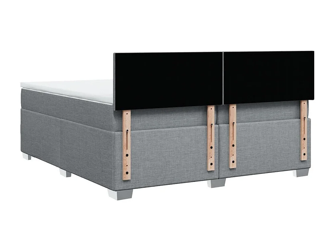 Sommier à lattes de lit avec matelas Gris clair 200x200cm Tissu