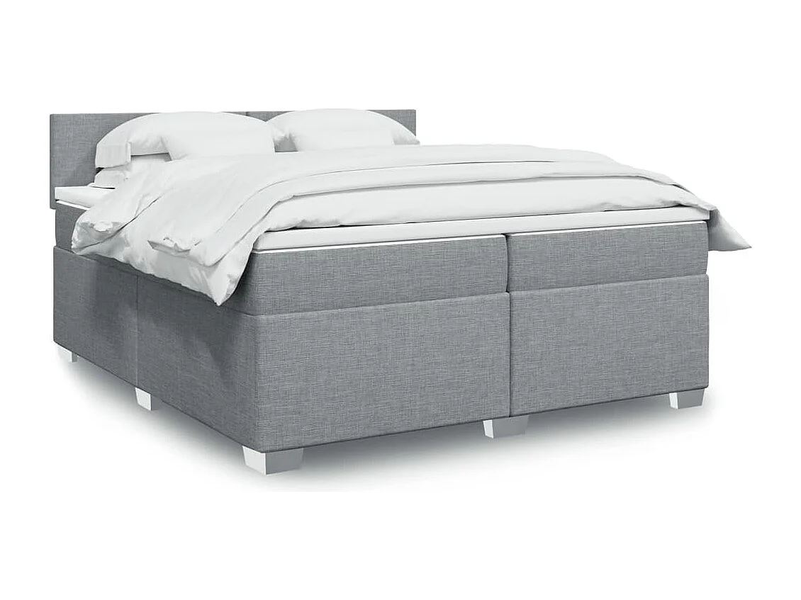 Sommier à lattes de lit avec matelas Gris clair 200x200cm Tissu
