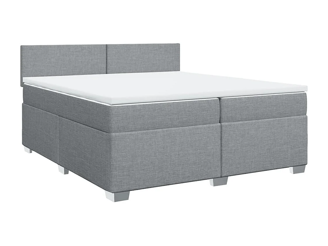 Sommier à lattes de lit avec matelas Gris clair 200x200cm Tissu
