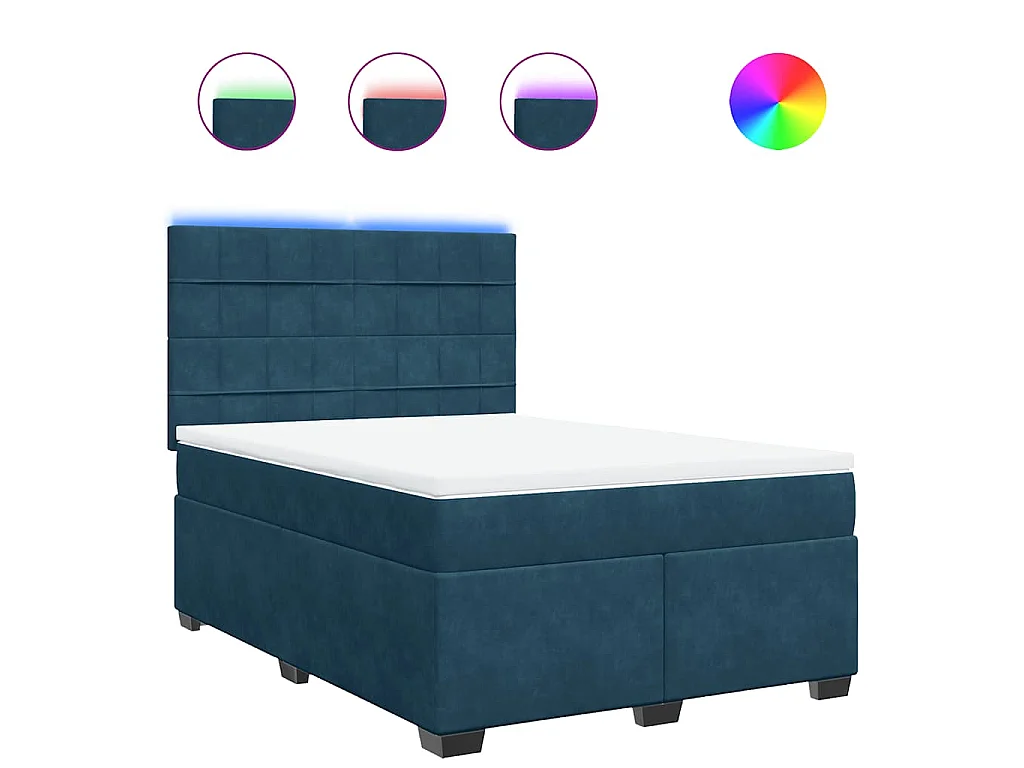 Boxspring met matras fluweel blauw 140x190 cm