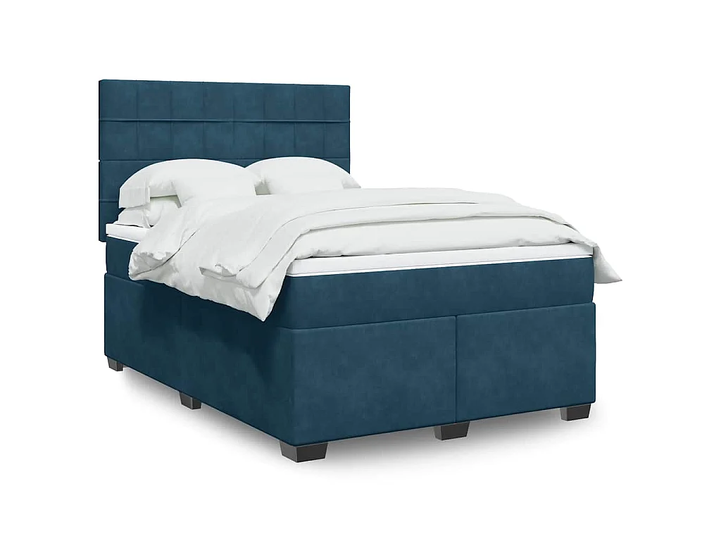 Boxspring met matras fluweel blauw 140x190 cm