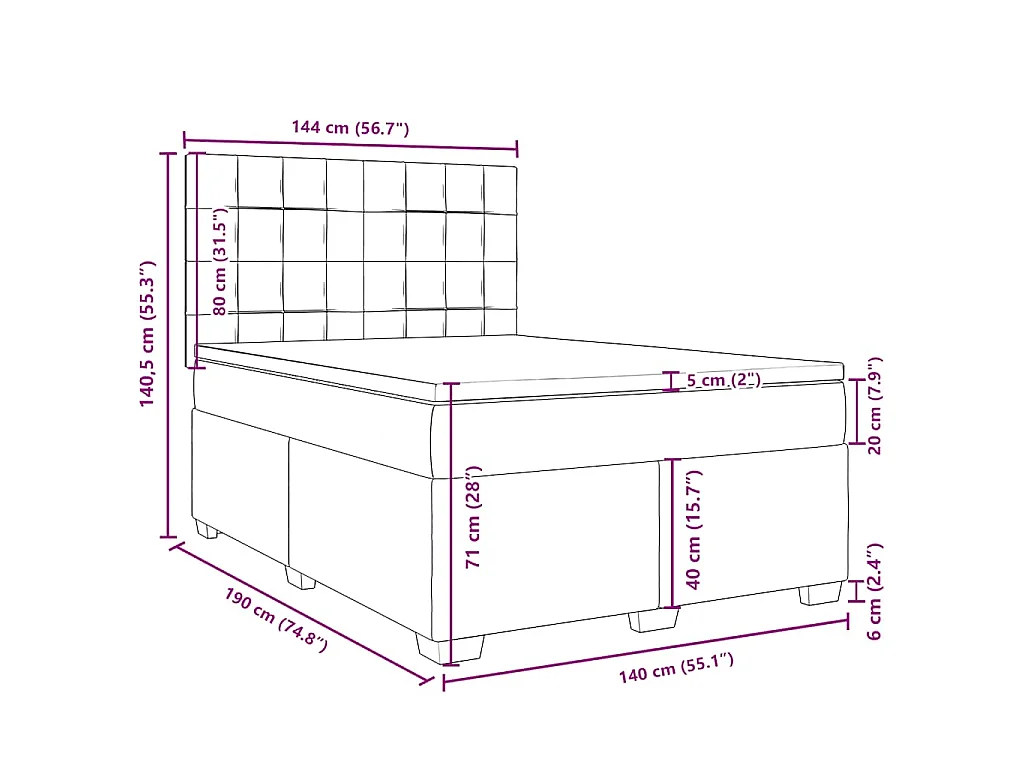 Boxspring met matras fluweel blauw 140x190 cm